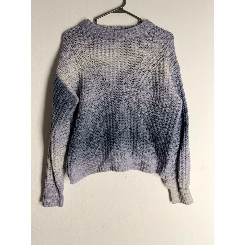 A New Day Ombre Ribbed Knit Sweater Lavender Blue Gradient Crewneck Small